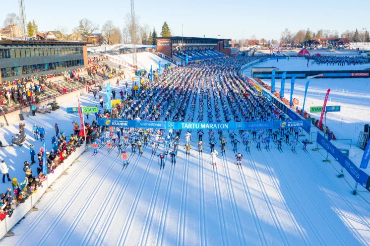 Start des größten Skimarathons im Baltikum ist im Thevandi Skistadion in Otepää, unweit von unserem Hotel gelegen