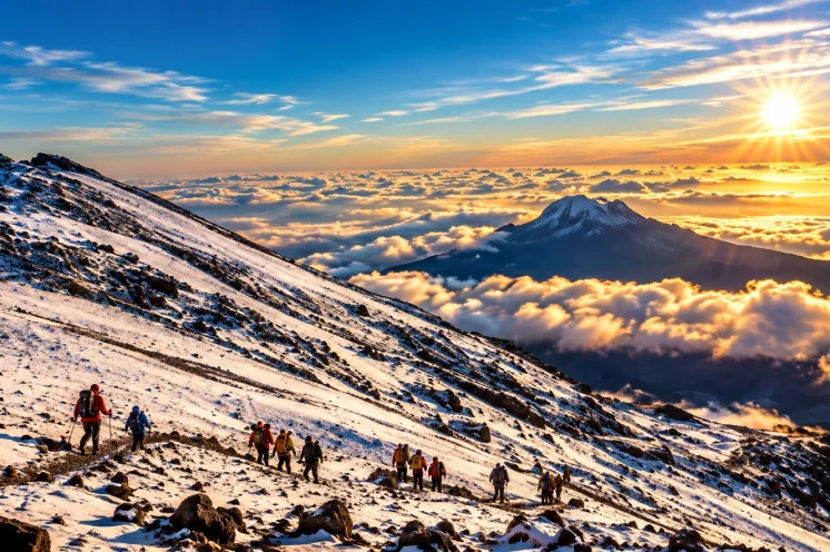Magische Momente auf dem Gipfelkamm vom  Kilimanjaro – hoch über dem Wolken