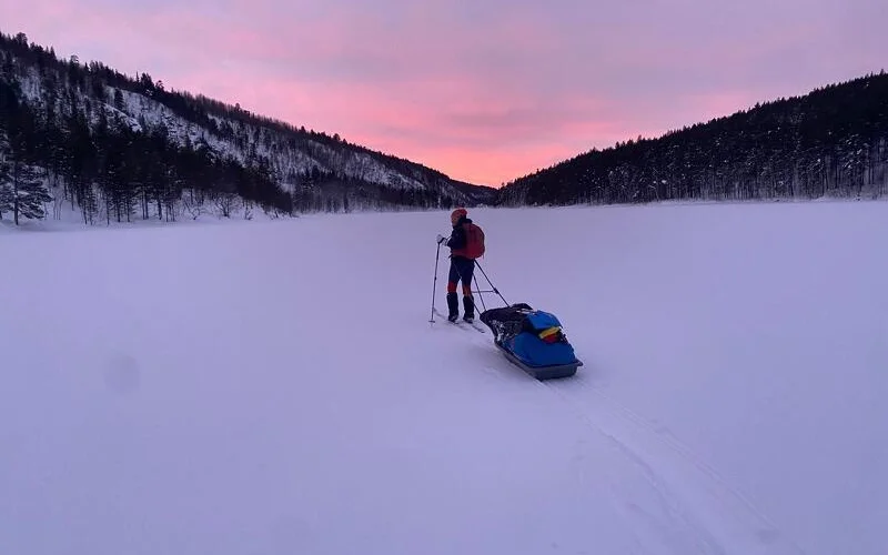 Skiwanderung zurück zum Sami-Hof, Sauna und Abschiedsessen