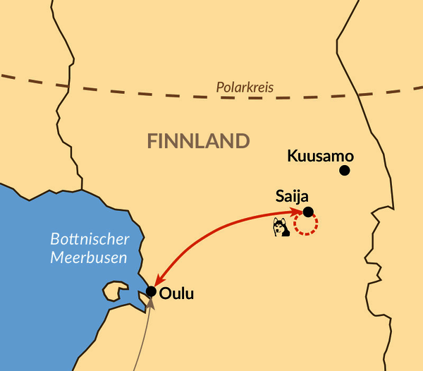 Karte: Huskytour am Rande des Polarkreises