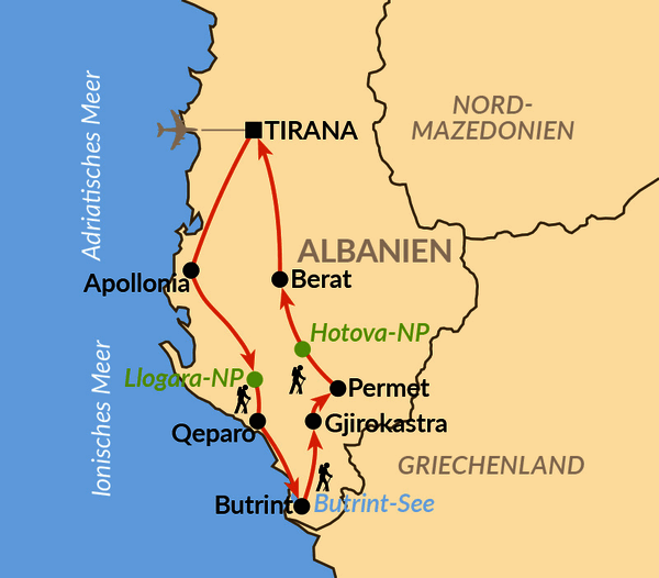 Karte: Mediterranes Südalbanien