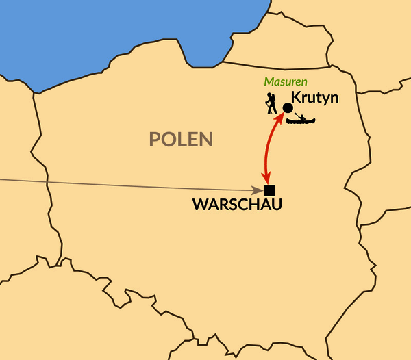 Karte: Kajaktour auf der Krutynia – Masurens schönster Wasserweg
