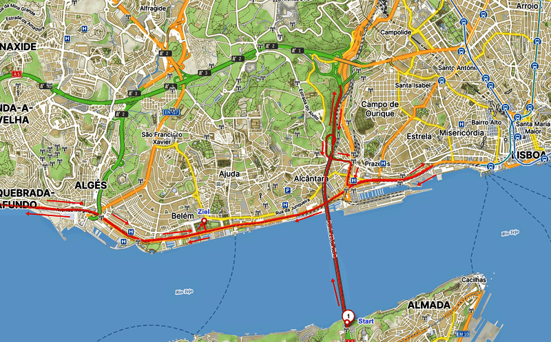 Karte: Lissabon Halbmarathon