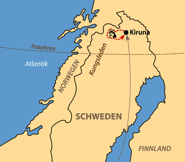 Karte: Mit Huskys auf dem nördlichen Teil des Kungsleden