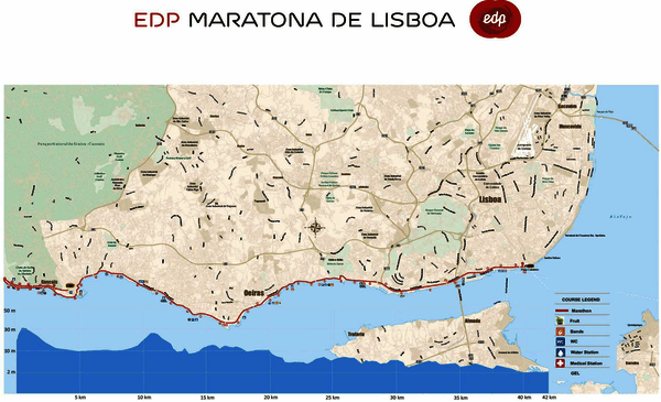 Karte: Lissabon-Marathon