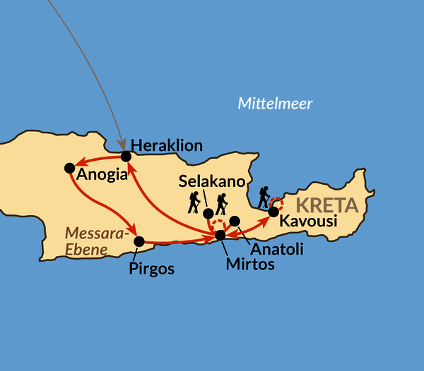 Karte: Kreta slow – unterwegs mit allen Sinnen