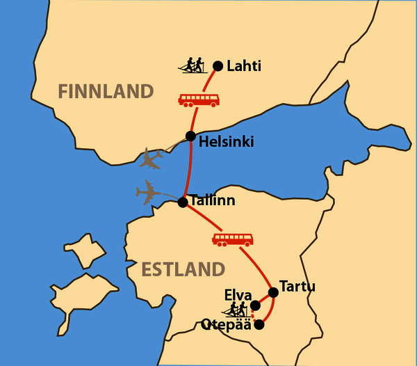 Karte: Finlandia Hiihto & Tartu Skimarathon