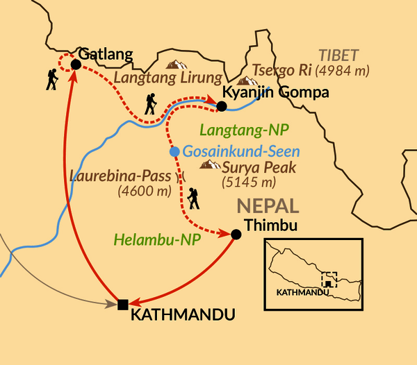 Karte: Langtang, Helambu und Tamang