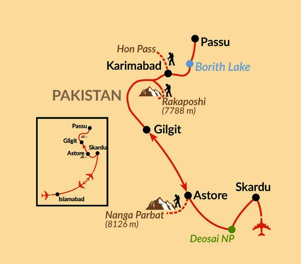 Karte: Im Thronsaal der Berggötter – vom Nanga Parbat nach Hunza