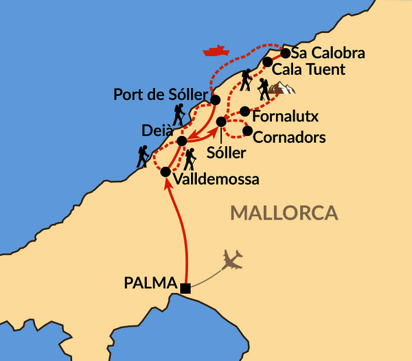 Karte: Verborgene Pfade in der Serra de Tramuntana