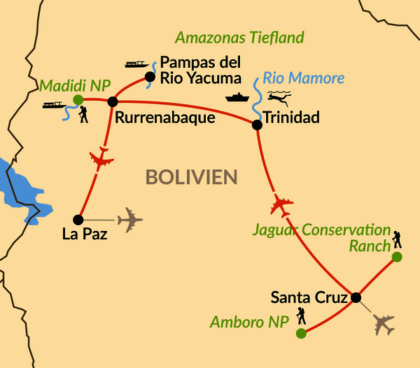 Karte: Im Amazonas auf Tuchfühlung mit der Ursprünglichkeit