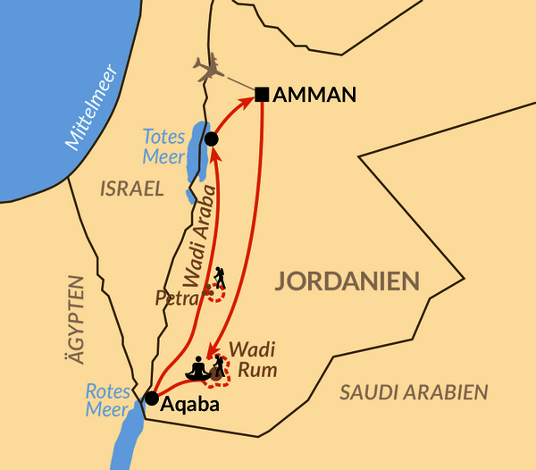 Karte: Yoga und Meer – Auszeit in Jordanien