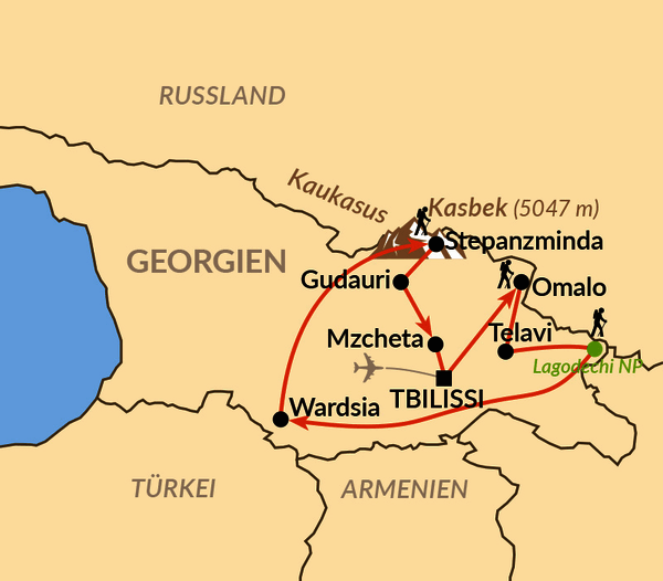 Karte: Genussvoll durch Georgiens Wein- und Bergwelt