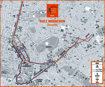 Karte: Athen-Halbmarathon