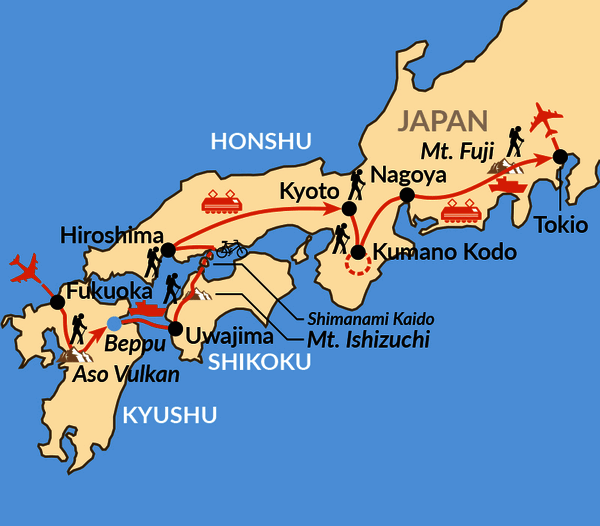 Karte: Im Takt der Inseln – von Südjapan bis zum Fuji